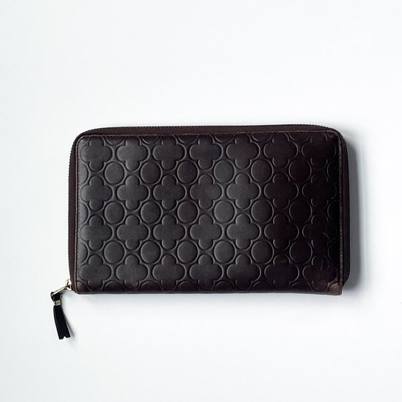 Comme des Garcons Brown Leather Embossed Zip-around Travel Wallet - Picture 2 of 3